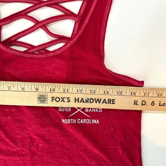 Outer Banks OBX Exist Tank Top Criss Cross Back Women's Red Size Medium M - Picture 5 of 6